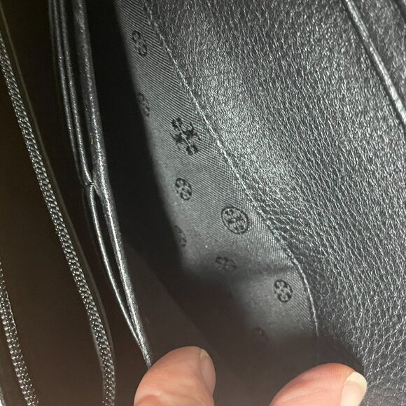 Tory Burch Black Pebbled Leather Continental Wallet with Whipstitch Trim - Picture 5 of 5